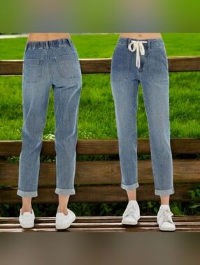 NWT JUDY BLUE (18W) High Waist Pull On Double Roll Cuff Jogger Denim